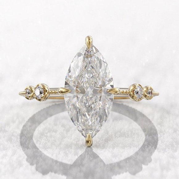 💕  Exclusive Gold Plated 3A Marquise Cut CZ Ring for Women, FB16FA1062 - Picture 2 of 7